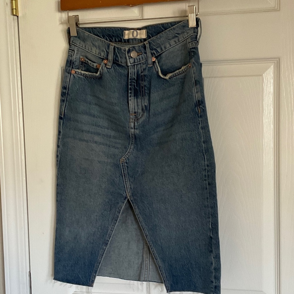We The Free Blue Denim Skirt